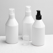 300ml白色锥形瓶鸭嘴粉泵乳液，瓶护肤品按压泵消毒洗手液pet瓶子