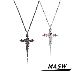 MASW麻秀原创设计荆棘系列暗黑高级感十字架毛衣链小众甜酷项链新