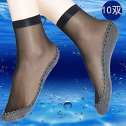 品彩棉底短袜防滑夏季薄款女袜短款女士袜子透明短丝袜水晶丝黑色