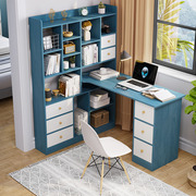 电脑桌台式家用学生卧室，办公简约转角桌子，租房一体书架组合书桌