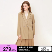 绫致ONLY2024春夏时尚百搭肌理感宽松显瘦双排扣西服女