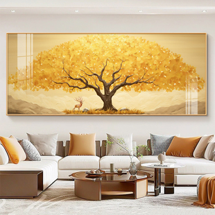发财树客厅装饰画高档黄金大树，沙发背景墙壁画现代简约办公室挂画