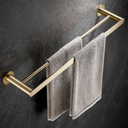 卫生间毛巾杆不锈钢单杆毛巾架双杆极简轻奢金色，浴室置物架免打孔