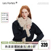 Les Fortes/23AW 原创设计毛领撞色牛仔夹棉外套复古短款秋冬棉衣