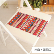 波西米亚棉麻拼接椅垫，东南亚民族风条纹餐桌布艺，坐垫酒吧长板凳垫