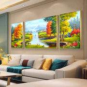 客厅沙发背景装饰画，新中式2023挂画约大气三联壁画