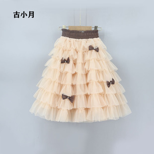 女童2023秋季长裙，网纱蓬蓬裙甜美洋气蛋糕，裙韩版儿童半身裙