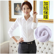2018春秋韩版衬白衬衫女学生职业女装，大码长袖加绒加厚打底衬