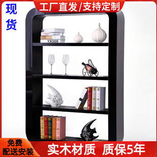 白色烤漆书架书柜简约现代隔断柜置物装饰柜，简易落地书柜书架定制