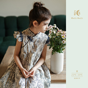 欧利娜利原创100%精梳棉素雅果蔬，满印中式国风夏季儿童旗袍裙