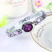 手表女款紫色水晶镶钻小众休闲时尚小表盘防水手链女士学生石英表