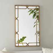 方形镜子美式浴室镜玄关镜，装饰卫浴镜，欧式古典电视背景金色镜框