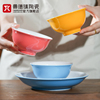 景德镇陶瓷颜色釉米饭碗家用个人，专用中式餐盘纯色餐具散件