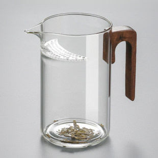 玻璃公道杯茶滤一体过滤分茶器，家用木把花茶绿茶杯高硼硅透明