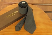 seekmited意式手工三折羊毛领带，灰色千鸟纹，手工卷边领带