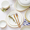 白色金边骨瓷餐具套装碗盘欧式酒店餐具套餐6人家用碗碟套装组合