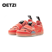 oetzi女童帆布鞋夏季2023小众潮牌男童休闲鞋，低帮平底丑萌鞋