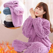 睡衣女装珊瑚绒，冬季加绒法兰绒加厚冬款2024年家居服套装暖暖