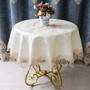 北欧圆桌布桌布椭圆形奢华台布圆形，家用大小圆蕾丝桌布艺餐桌欧式