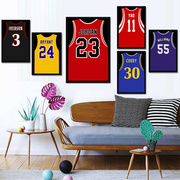 nba篮球明星球衣挂画卧室床头墙画科比装饰画男孩，房比赛队服壁画