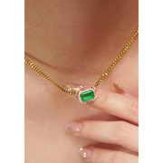 18k金祖母绿项链，5年老店奢华镶嵌高级珠宝红蓝绿宝石