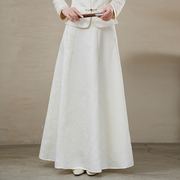 白色半身裙马面裙2024女半身长裙中式女装中国风高腰裙子夏季