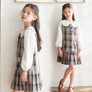 女童雪纺连衣裙秋季2022儿童装韩版洋气上衣背心裙子两件套潮