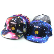 欧美二次元卡通roblox帽子，游戏星空平沿棒球帽热转印，嘻哈街舞帽