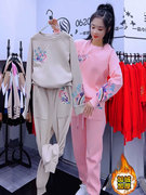 新中式女装秋冬国风盘口刺绣卫衣加绒小脚裤2023年小个子套装