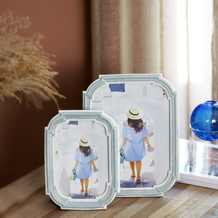 费灵家居地中海风格做旧蓝色，树脂相框6寸8寸相架海洋风婚纱照片框