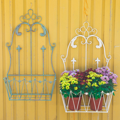 铁艺复古做旧欧式拱形花朵壁挂花架篮 室外室内杂货风墙壁装饰品