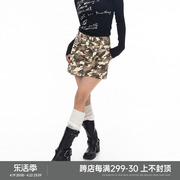 BLACKBB/24s迷彩双腰带帆布牛仔工装短裙设计感街头辣妹半身裙女