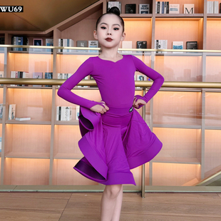 少儿拉丁舞比赛服女童规定服高级儿童表演服大摆舞蹈裙练功服套装