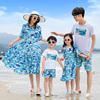海南三亚海边度假亲子装夏装沙滩装一家三四口母女连衣裙套装
