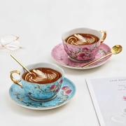 珐琅彩小清新简约时尚欧式茶杯家用早餐牛奶杯子小碎花青陶瓷咖啡