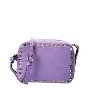 美国奥莱直发 Valentino Rockstud 粒面皮革相机包 - 紫色