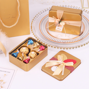 喜糖礼盒成品含糖结婚喜糖礼盒装喜糖盒巧克力满月伴手礼马口铁盒