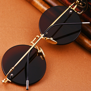 天然水晶石头镜简易舒适太阳镜单孔无框圆形墨镜清凉养目护目护眼