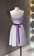 二手礼服短款浅紫抹胸夏季款，绑带九成新伴娘服