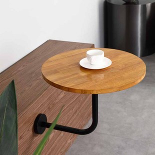 奶茶店实木靠墙壁装小圆桌现代简约喜茶咖啡厅卡座桌子双人壁桌