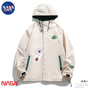 NASA联名撞色连帽夹克外套男美式潮牌山系冲锋衣宽松休闲运动上衣