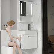 小户型浴室柜60cm实木洗手台一体，洗手盆柜组合卫生间洗漱台