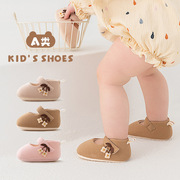 24韩版宝宝防滑学步鞋0-2岁地板棉鞋婴幼儿软底鞋子素雅小花布鞋