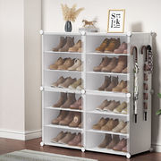 安尔雅简易鞋柜门口鞋子多层防尘玄关，塑料收纳树脂组装两列六层