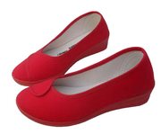 女式护士鞋白色黑色红色，舞蹈坡跟美容鞋，工作鞋女单鞋os布鞋