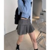 Unique SEI 韩国辣妹学院风宽腰带设计 超百搭短款西装百褶半身裙