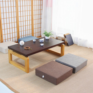 亚麻蒲团坐垫地板可拆洗加厚日式方形客厅卧室，榻榻米茶几地上垫子