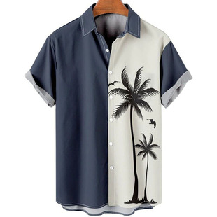 Hawaiian Shirt Men Summer 3d Coconut ree Printed Shirts For