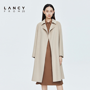 lancy朗姿冬季羊毛大衣中长款收腰毛呢外套，女士简约气质高端