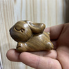 绿檀木雕刻随身把玩动物挂件生肖兔摆件工艺品实木文玩手把件兔子